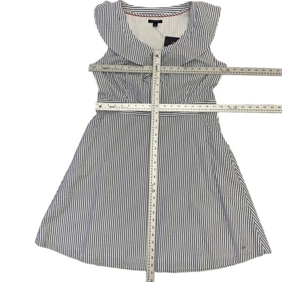 Tommy Hilfiger NWT dress white blue stripes 100%cotton sleeveless V neck size 14 - Picture 12 of 12